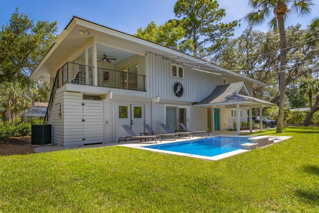 Luxury Beach House - 2Min Walk To Beach - Private Pool - Group & Dog Friendly Хилтон-Хед-Айленд Экстерьер фото